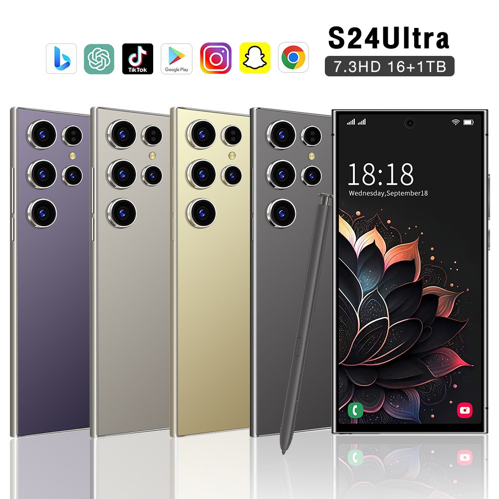 Global Version Cheap S24 ultra Clone Phone android 13 telephone 6.8 inch Big Screen 16+1TB 8-core dual sim 4G smartphone
